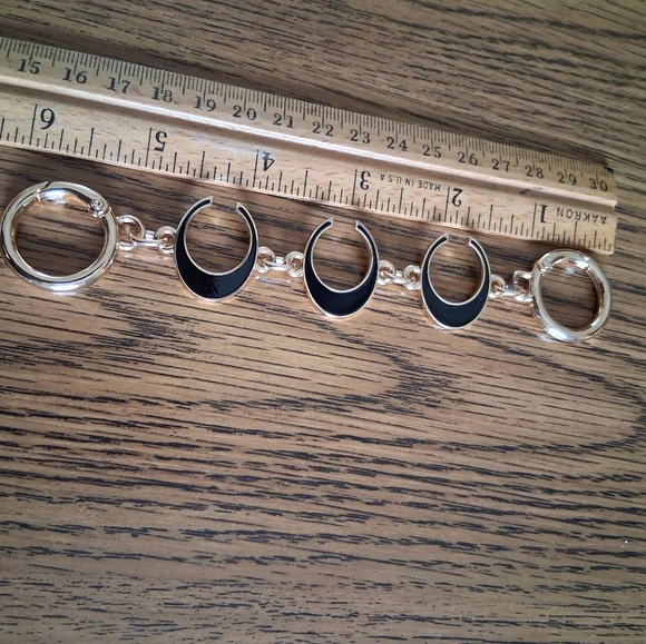 Gold and Black Crescent Purse Strap Extender/Keychain NWOT - Picture 4 of 5